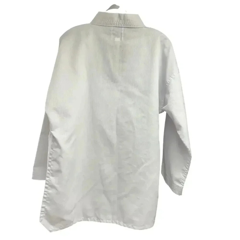 GENESIS TAEKWONDO WHITE V NECK SPLIT HEMLINE TOO W/BELT ELASTIC WAIST PANT 4/180 - Picture 4 of 10